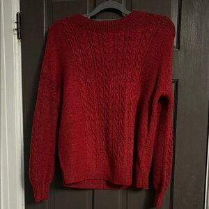 LOFT Rich Red Cable Knit Sweater